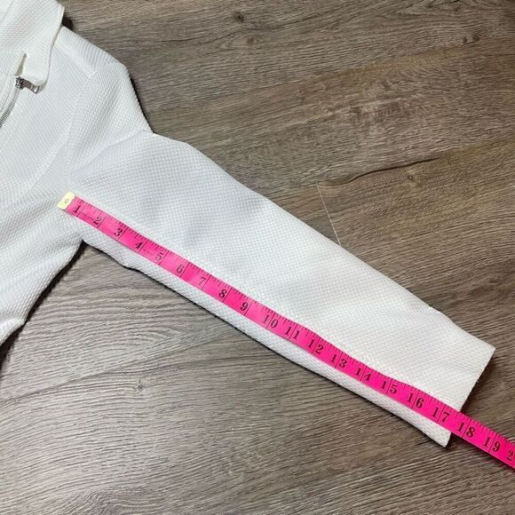 IMNYC Isaac Mizrahi White Jacket Size Small Full Zip Collared Motorcycle Texture - Picture 11 of 12